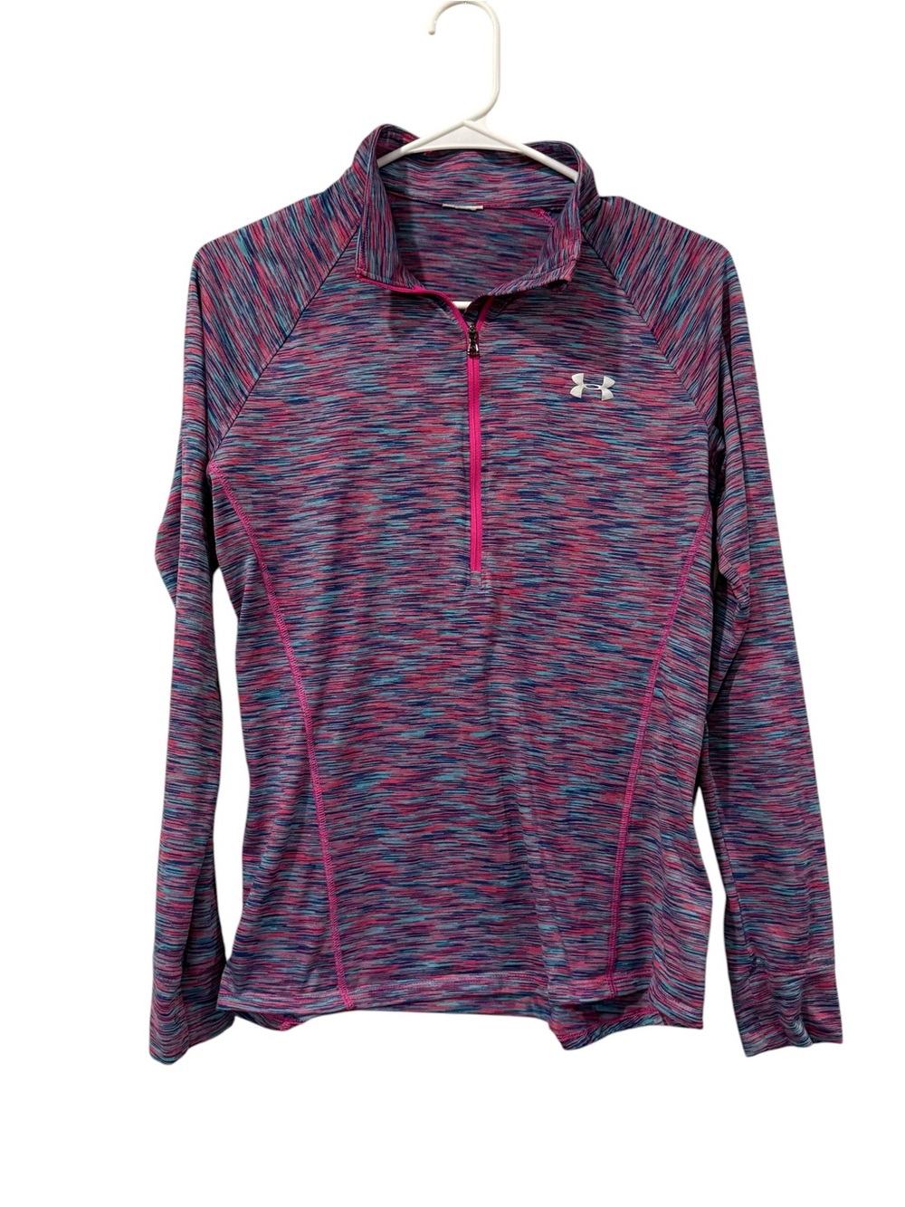 Under Armour Women's Pink Blue Space-Dye Quarter Zip Pullover